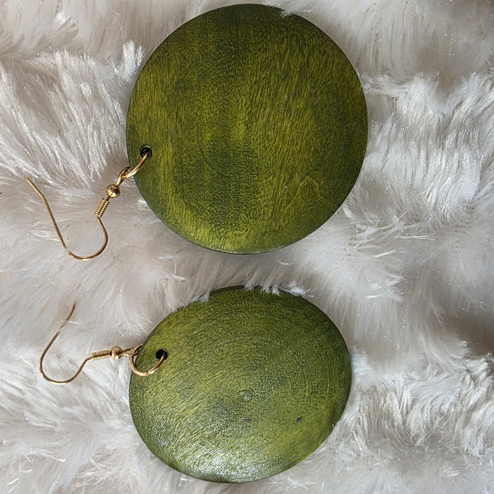 Chic Green Wooden Earrings